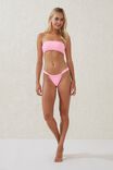 Thick Gathered Strap Brazilian Bikini Bottom, MALIBU PINK CRINKLE - alternate image 4