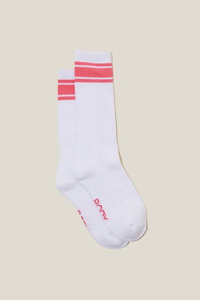 Active Tube Sock, WHITE/ CANDY PINK