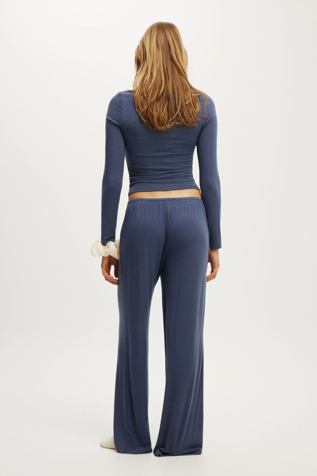 Super Soft Low Rise Wide Leg Pant, STEELY BLUE
