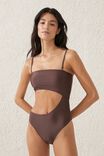 Strapless Cut Out One Piece Brazilian, BROWNIE SHIMMER - alternate image 4