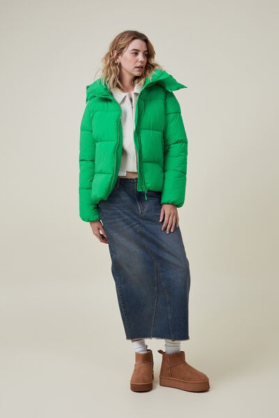 The Recycled Mother Puffer Jacket 3.0, GREEN CHILLI