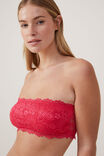 Butterfly Lace Padded Bandeau, ROSE RED - alternate image 2