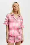 Flannel Short Sleeve Shirt And Short Sleep Set, ROBBIN CHECK/CHERRY POP - alternate image 4