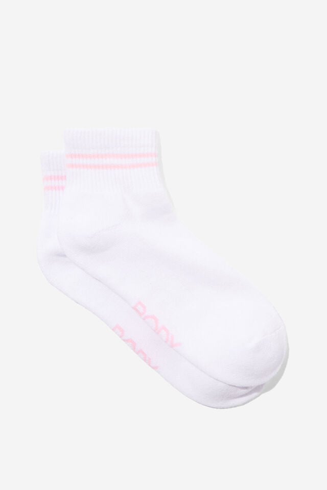 Body Mid Crew Rib Sock, WHITE/MILLENNIAL PINK