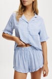 Flannel Short Sleeve Shirt And Short Sleep Set, BLUEBERRY/WHITE/LILAC STRIPE - alternate image 4