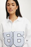 Plush Oversized Rugby Sweatshirt, WHITE - example image 2