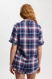 Flannel Short Sleeve Shirt And Short Sleep Set, TONI CHECK/NAVY/WHITE AND RED - alternate image 3