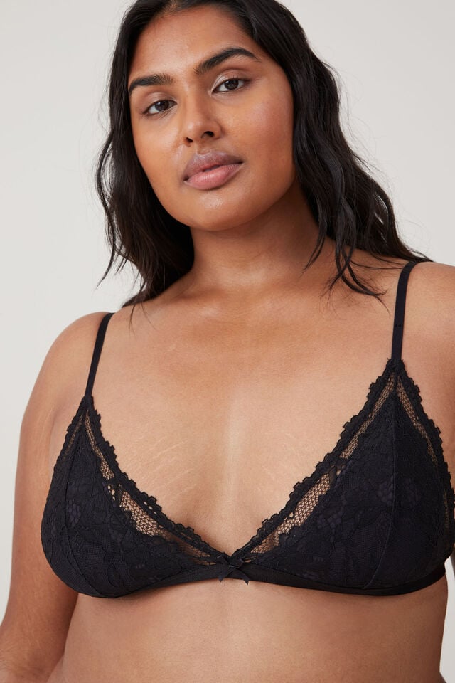 Sutiã - Everyday Lace Triangle Padded Bralette, BLACK