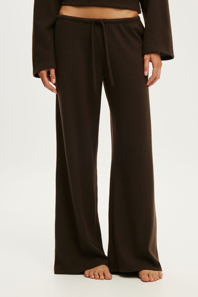Super Soft Waffle Wide Leg Pant, TOFFEE BEAN