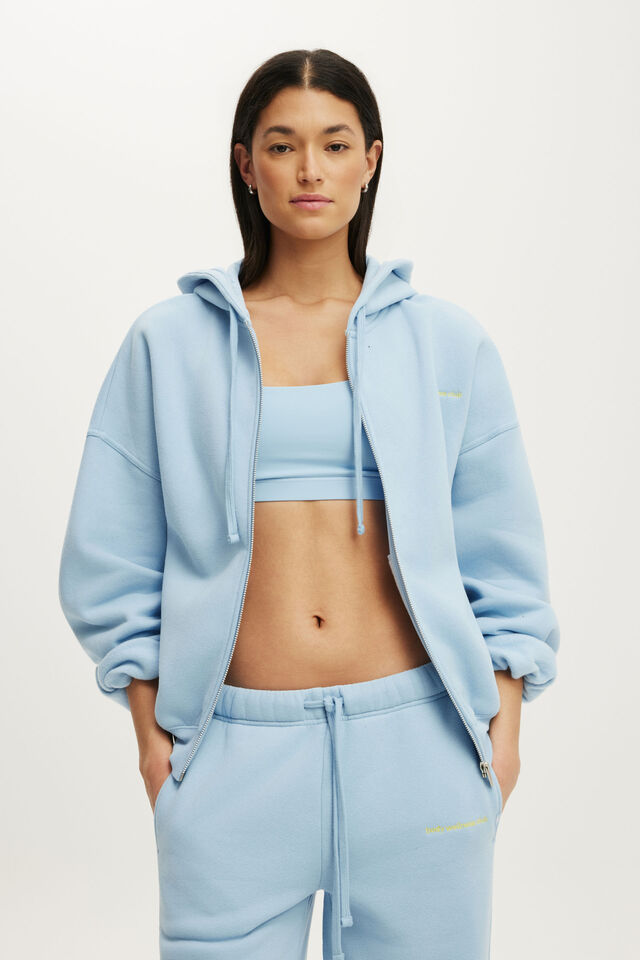 Plush Oversized Cocoon Zip Through, CAMPUS BLUE