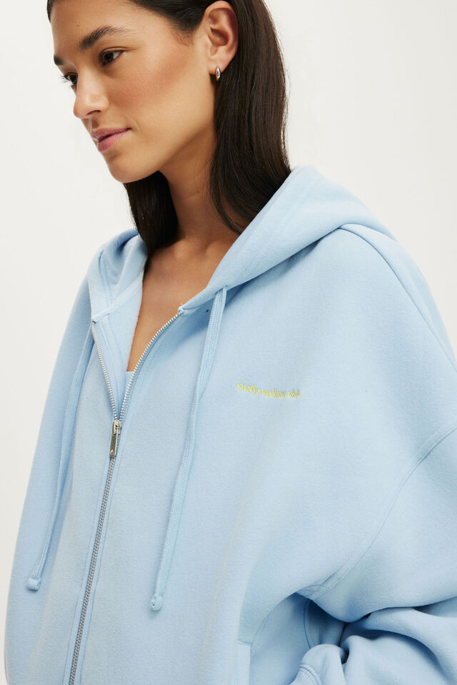 Plush Oversized Cocoon Zip Through, CAMPUS BLUE