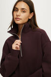 Plush Half Zip Sweatshirt, ITALIAN PLUM - example image 2