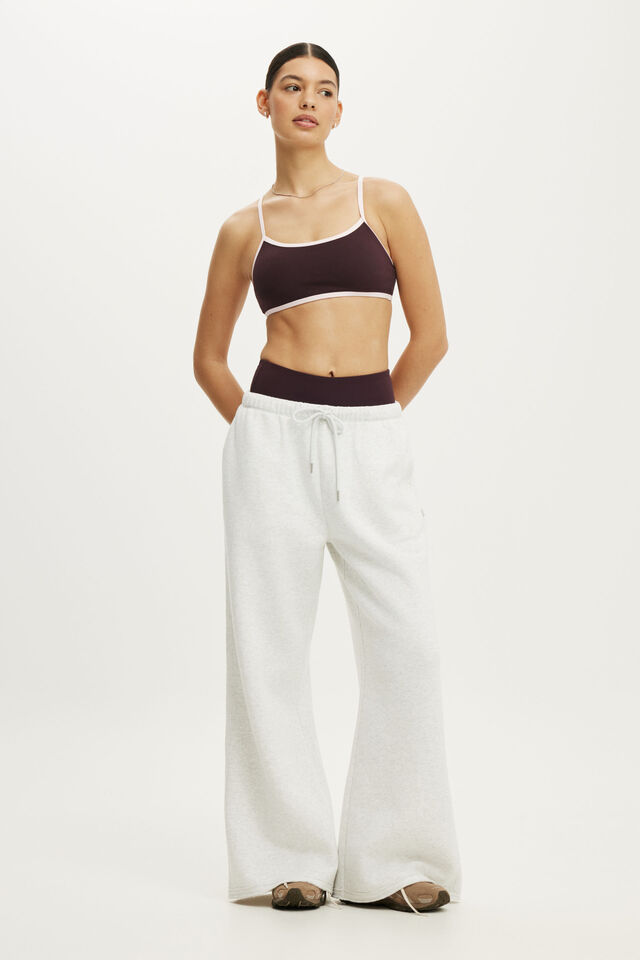 Active Raw Edge Wide Leg Sweatpant, LIGHT GREY MARLE