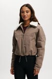 Sherpa Collar Jacket, DUSKY GREEN - alternate image 1