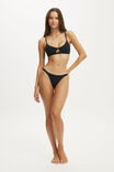Branded Cotton Knot Front Bralette, BLACK - vista de exemplo 4
