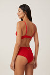 Sasha Flocking Mesh High Waist Bikini Brief, SCARLETT RED - alternate image 3