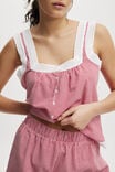 Button Through Tank And Short Set, MICRO RED GINGHAM - alternate image 2