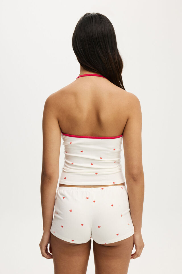 Dreamy Soft Ruched Halter Top, CHRISTMAS MINI HEARTS