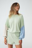 Super Soft Long Sleeve Sweater, PASTEL GREEN COLOUR BLOCK