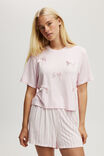 So Soft Short Sleeve Jersey Sleep Set, DUSTY PINK/SATIN BOWS - alternate image 4