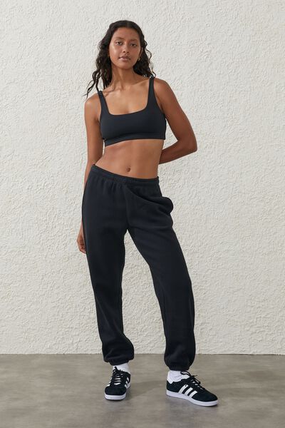 Calça de Moletom - Plush Gym Track Pant, BLACK