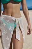 Open Mesh Beach Sarong Wrap Skirt, WHITE/FLORAL - alternate image 5