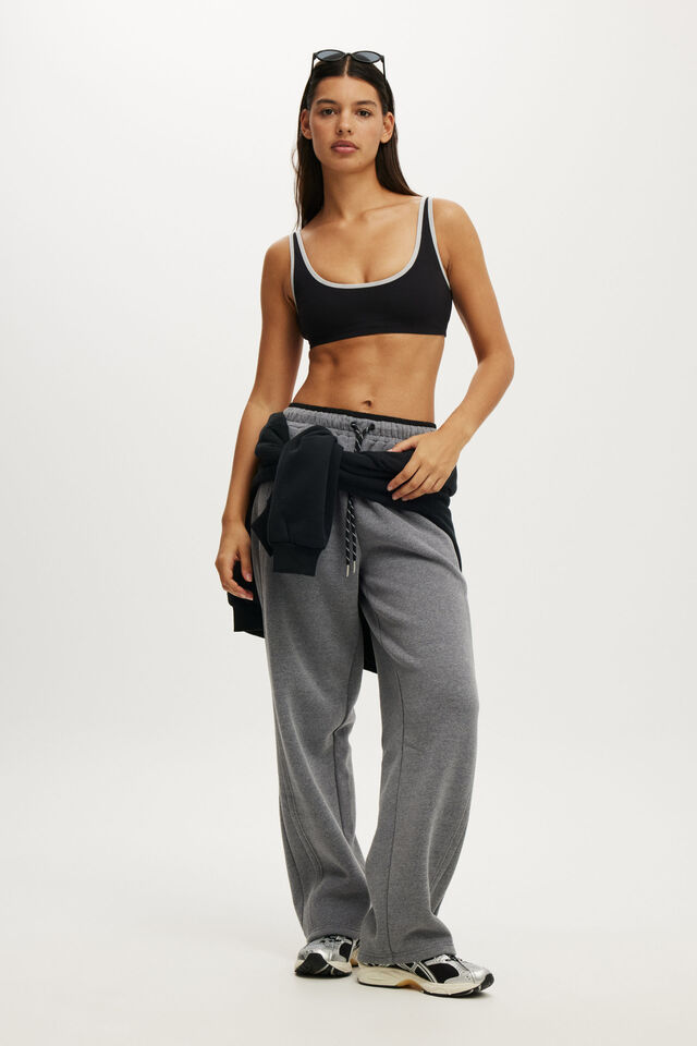 Ultra Soft Low Back Crop, BLACK/GREY MARLE