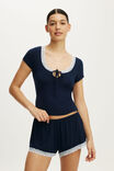 Slinky Soft Lace Trim Short, MOON TIDE - example image 4