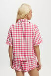 Flannel Short Sleeve Shirt And Short Sleep Set, ROBBIN CHECK/CHERRY POP - alternate image 3