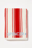 Cotton Beach Towel Personalised, COASTAL STRIPE WHITE RED - example image 2