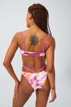 Cut Out High Side Brazilian Bikini Bottom, PURPLES OPTICAL CHECK