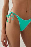 Fixed Tie Side Brazilian Bikini Bottom, FRESH GREEN/BLANKET STITCH - alternate image 2