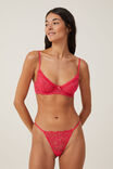 Butterfly Lace Underwire Bra, ROSE RED - alternate image 1