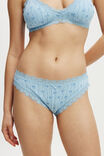 Organic Cotton Lace Bikini Brief, BOW STRIPE BLUE - alternate image 2