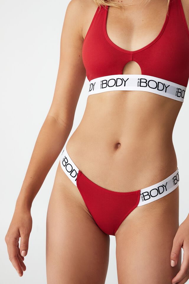 Body Organic Cotton Tanga Bikini Brief, LUCKY RED