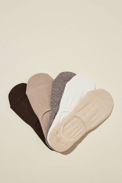 Body 5Pk Invisible Sock, NEUTRAL OMBRE