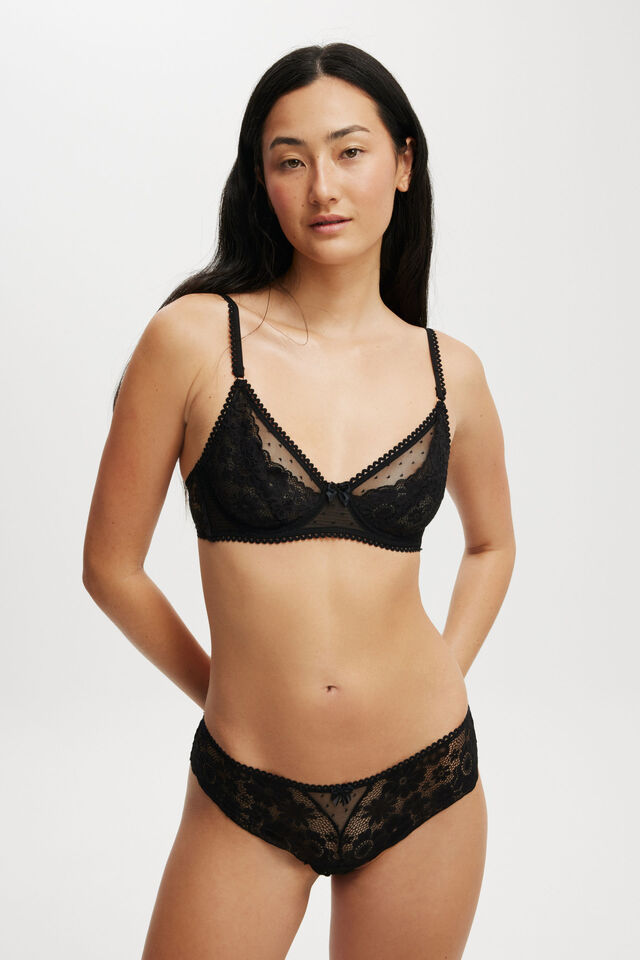 Holly Lace Bikini Brief, BLACK