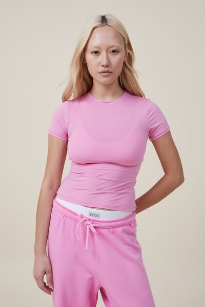Soft Lounge Fitted T-Shirt, PINK ICING