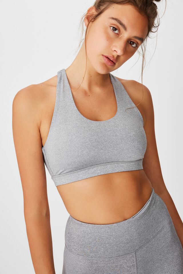 Workout Cut Out Crop, MID GREY MARLE