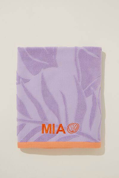Cotton Beach Towel Personalised, LILAC PALMS