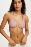 String Triangle Bikini Top, SUNDRIED ROSE RIB STRIPE - example image 2