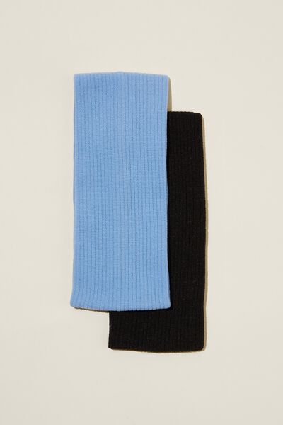 Active Headband 2Pk, BLACK/ SILKY BLUE