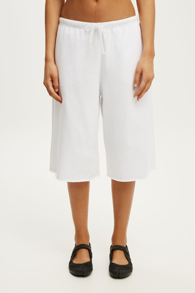 Active Fleece Longline Short, WHITE