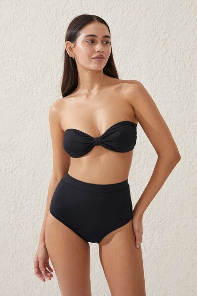 Mermaid Bandeau Bikini Top, BLACK