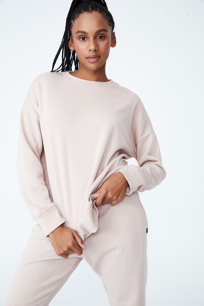 Lifestyle Long Sleeve Crew Top, OYSTER PINK