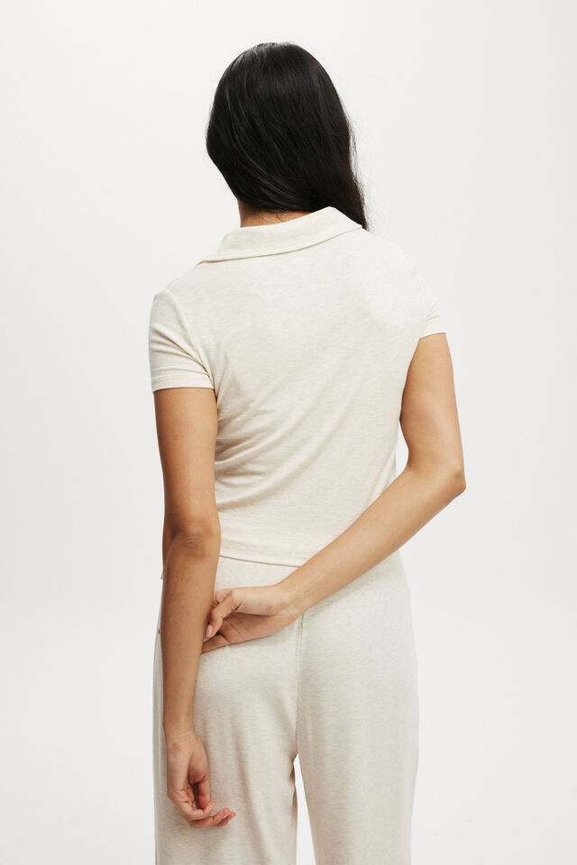 Sleep Recovery Polo Top, CREAM MARLE