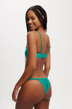 Gathered Thick Strap Brazilian Bikini Bottom, DEEP GREEN SHIMMER - alternate image 3