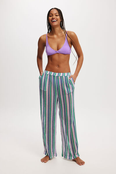 The Essential Beach Pant, TROPICAL IRIS/DEEP GREEN OPEN MESH