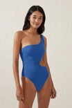 One Shoulder Cut Out One Piece Cheeky, SPRING BLUE CRINKLE - alternate image 1
