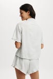 Flannel Short Sleeve Shirt And Short Sleep Set, GREEN/PINK STRIPE - alternate image 3